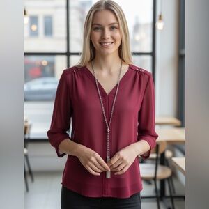 Spoiled Elegant Burgundy Blouse size L